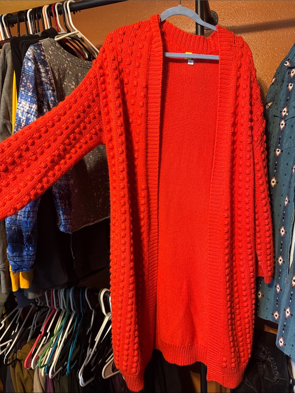 Lego Bright Red Bobble Knit Open-Front Cardigan
